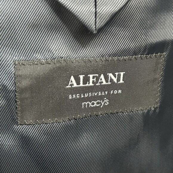 Alfani 44R Sport Coat 100% Wool All Black Three Button Fully Lined Formal - Picture 3 of 8
